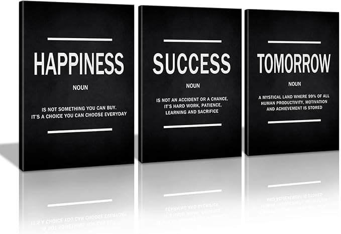 KAWAHONE Success Quotes Wall Art, Motivational Entrepreneur Tomorrow Poster Inspirational Happiness Wall Hanging Picture Decor for Home Office Workplace Gift for Business Leadership Men Women Ready to