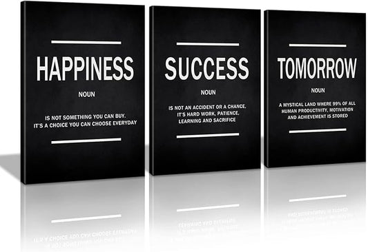 KAWAHONE Motivational Success Quotes Wall Art, Positive Entrepreneur Tomorrow Poster Inspirational Happiness Relaxing Wall Hanging Picture Decor for Home Office Workplace Gift for Business Leadership