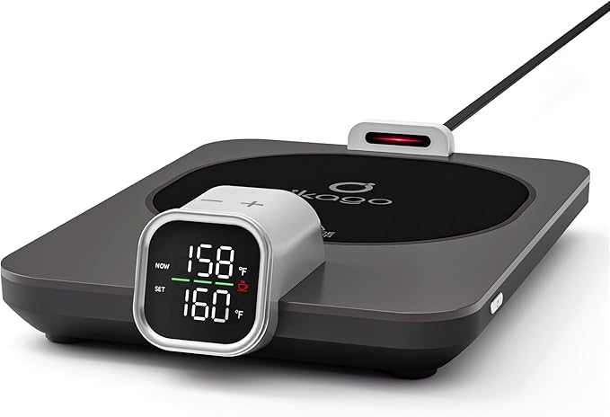 IKAGO Smart Coffee Mug Warmer with Real-Time Temperature Display | 1°F Precision Control, Auto Shut-Off, Cup Detection, Fast Heating Desk Mug Warmer for Office Home
