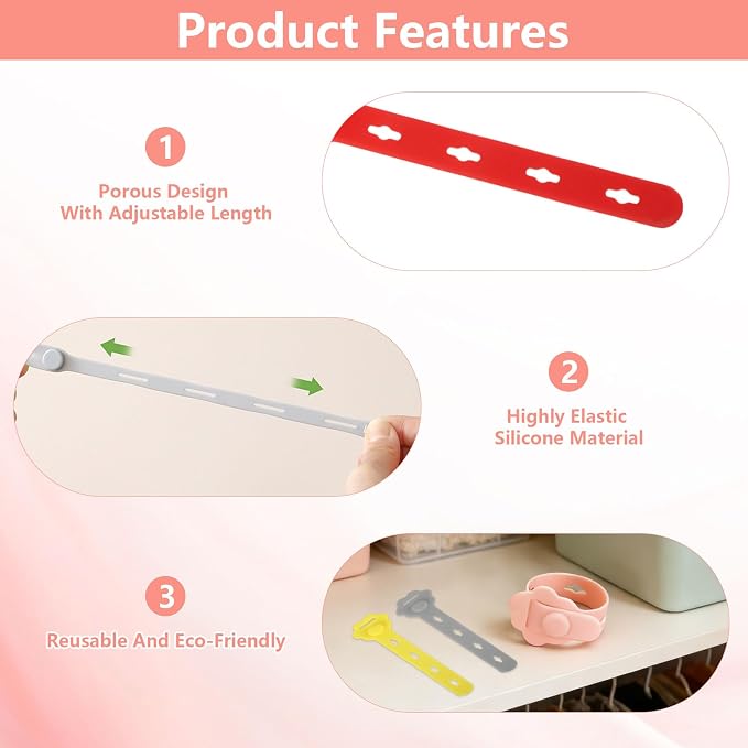 75 Pcs Silicone Cable Ties, Reusable Cable Straps Wire Organizer. | Cable Management Cord Organizer for Fastening Earphone Phone Charger Home Office Desk Kitchen Appliances Cable Cords Wires