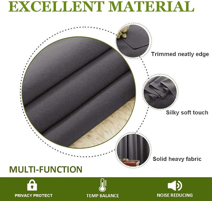 NICETOWN Bedroom Blackout Curtain Panel - Window Treatment Thermal Insulated Solid Grommet Blackout for Living Room (1 Panel, 70 by 63 Inch, Grey)