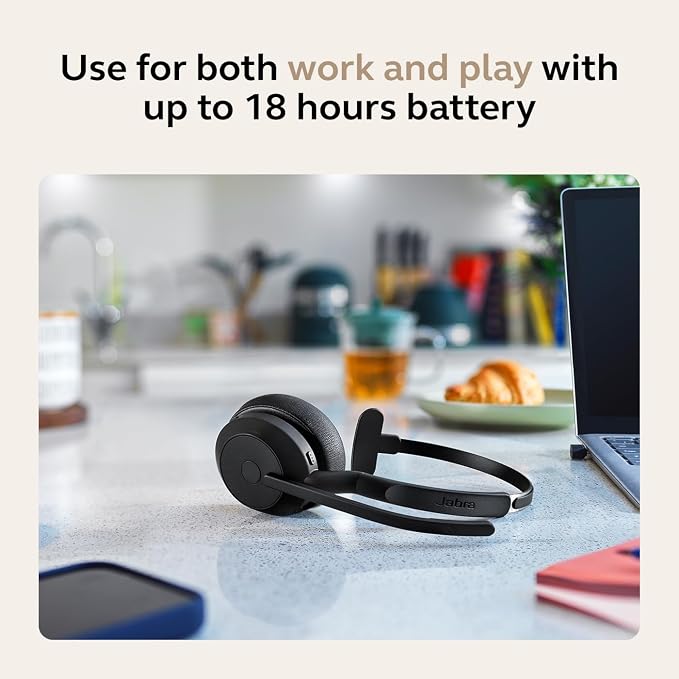 Jabra Evolve2 55 Mono Wireless Headset - Features AirComfort Technology, Noise-Cancelling Mics & Active Noise Cancellation - Works with UC Platforms Such as Zoom & Google Meet - Black