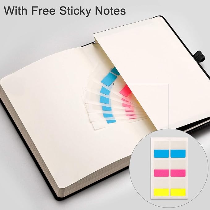 EMSHOI Graph Paper Notebook - 256 Pages A5 Graph Notebook/Journal, Hard Cover, 120gsm Thick Paper, Smooth PU Leather, Inner Pocket, 5.75'' × 8.38''-Black