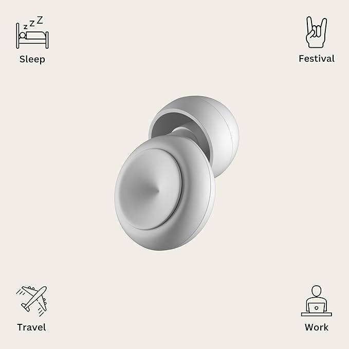Lumo Ear Plugs for Sleeping - 28dB Reusable Silicone Ear Plugs for Noise Reduction with Silk Sleep Mask | Work & Concert Hearing Protection | Customizable & Comfortable Noise Reducing Earplugs (White)