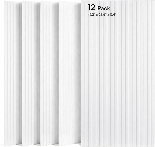 SODOCT 12 Pack Large Acoustic Panels, 47.2" X 23.6" X 0.4" Sound Proof Panels for Walls, High Density Sound Absorbing Panels for Home Studio & Office, White