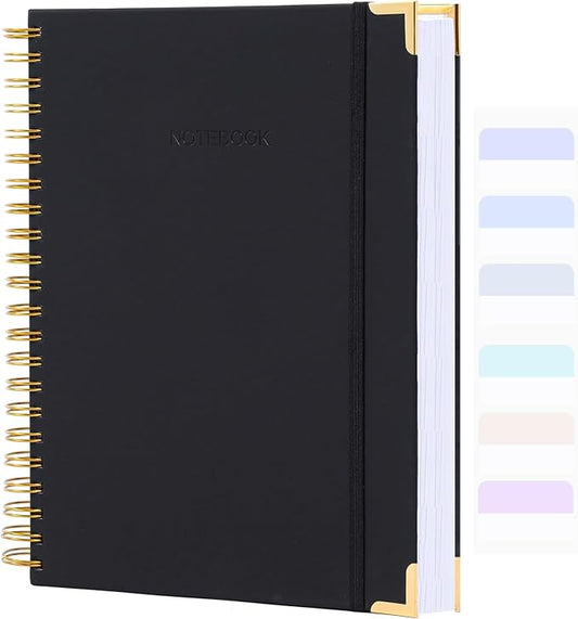 Spiral Notebook, Dotted Journal Notebook, 8.5" x 11", 300 Page Hardcover Large Dot Grid Notebook Journal for Bullet, Thick Paper Fights Ink Bleed, A4 Leather Journal for Women Men, Black