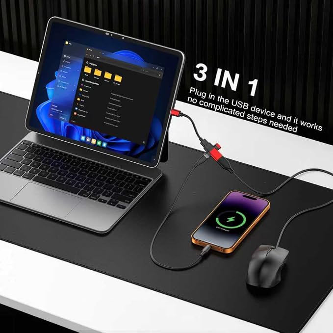 Small USB C HUB for Laptop, 60W Fast Charging and 480Mbps Data Transfer USB C Docking Station, USB C Splitter, USB C Dongle for MacBook Pro, iMac, iPhone 17, XPS. (HUB+USB Adapter, 2-pcs)