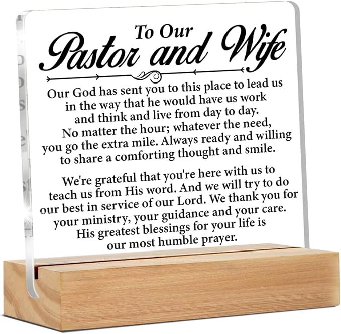 Pastor Wife Appreciation Gifts for Anniversary Desk Decor Sign | Gifts for Pastors, Home Desk Decorative Sign, Clear, Acrylic, 4 x 4 Inches
