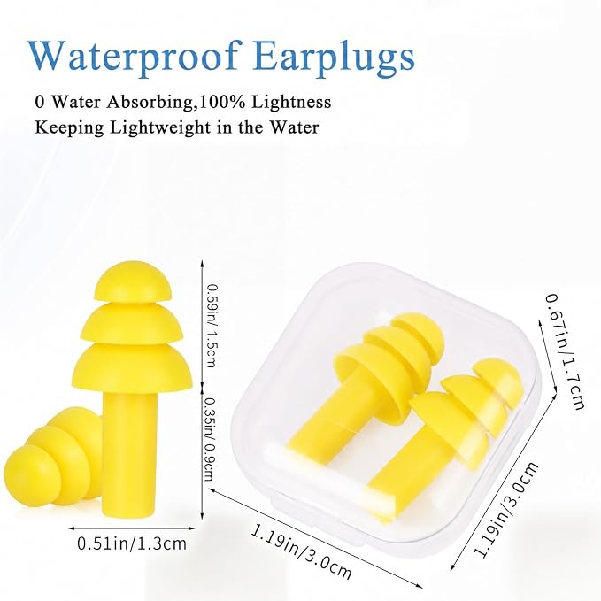 24 Pairs Yellow Ear Plugs Bulk NRR 29dB Reusable Silicone Ear Plugs with Plastic Cases Soft Foam Plug for Sleeping Noise Cancelling Concerts Shooting Swimming Noise Reduction