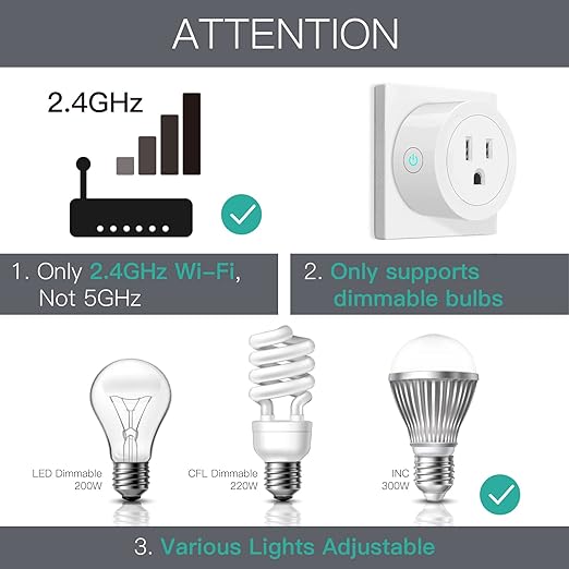 MOES Smart Dimmer Plug 2 Pack, Plug in Lamp Dimmer Outlet for Dimmable LED, CFL, Halogen and Incandescent Bulbs, Brightness Adjust Socket, Tuya App Control, Work with Alexa and Google, 2.4GHz WiFi