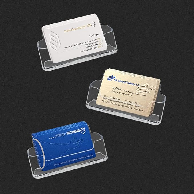 HSYMQ Acrylic Business Card Holder for Desk, Clear Plastic Business Cards Display Holders Stand, Fits 30-50 Business Cards