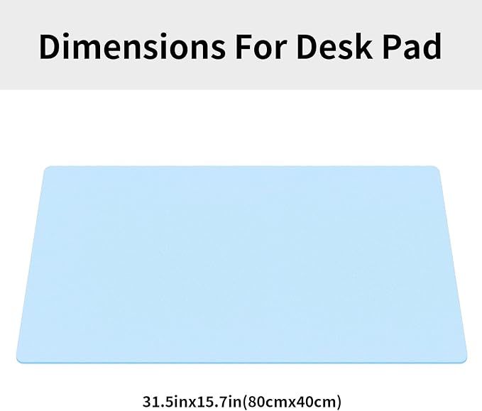 Large Office Leather Desk Mat, Large Mouse and Keyboard Pad, Laptop Pad, Desktop Protector(Light Blue, 31.5 in. x 15.7 in.)