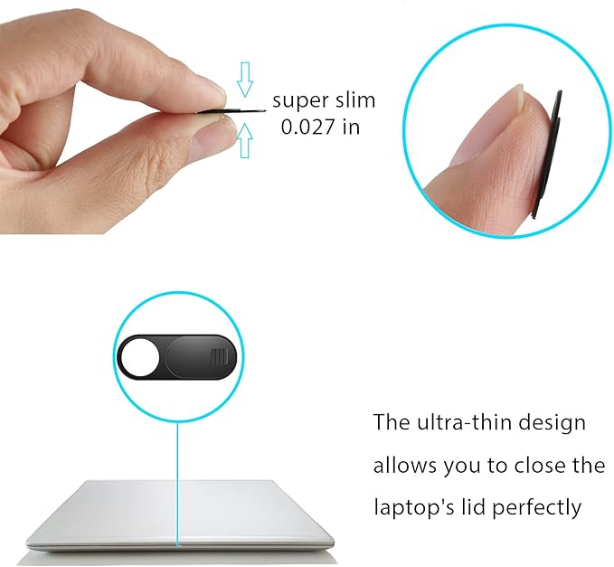 Laptop Camera Cover Slide, Camera Cover, 9 Pack Ultra Thin Webcam Cover Slide for Laptop, Desktop, PC, Tablet, Smartphone, Protect Your Privacy and Security(Black)