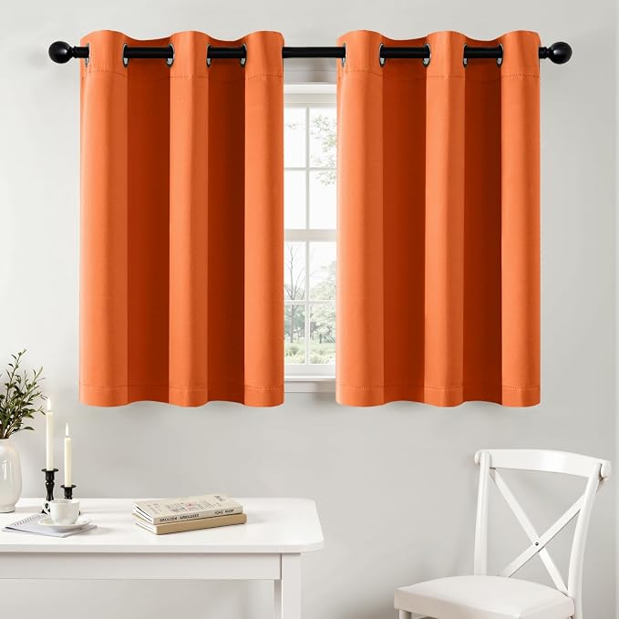 MIULEE Blackout Curtains for Bedroom Living Room 2 Panels, Thermal Insulated Room Darkening Drapes Grommet Noise Reducing Light Blocking Window Treatments 36 Inches Long 40x36 Inch Orange