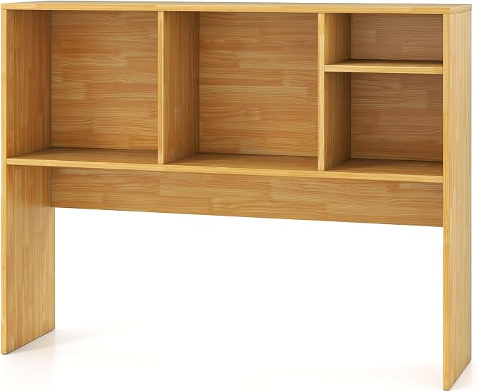 Tangkula Desktop Bookshelf, Countertop Storage Hutch with 4 Shelves for Computer Desk, Desktop 2-Tier Display Rack, Multipurpose Wood Desk Hutch Storage Organizer for Dorm Office Home