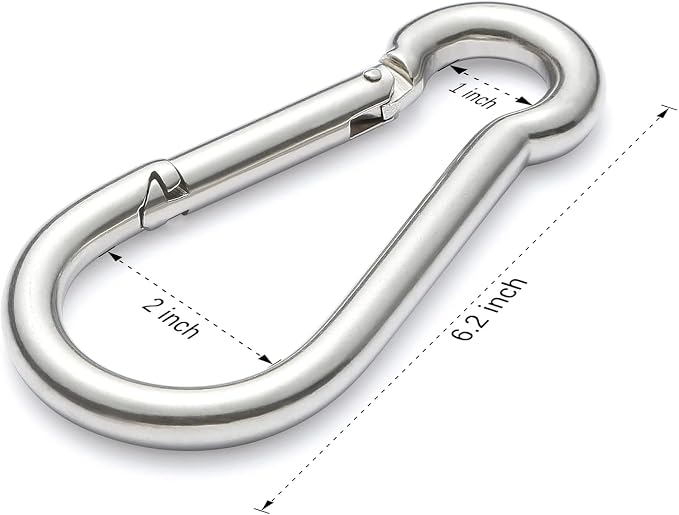 sprookber Stainless Steel Spring Snap Hook Carabiner - 304 Stainless Steel Caribeener Clips, Set of 6