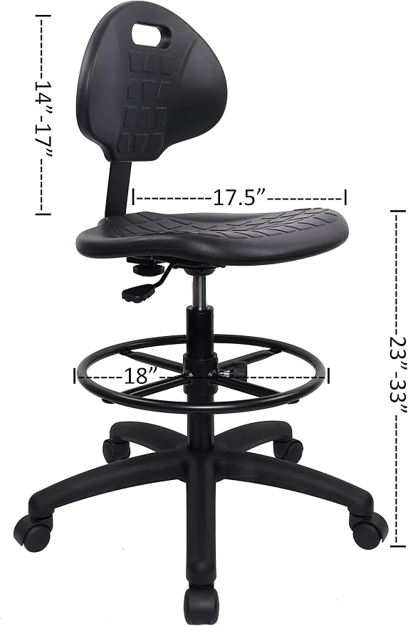 TAKE UR SEAT® Deluxe Drafting Lab Stool Chair, 18'' Adjustable Footring, 10'' Adjustable Height, 450 lbs seat Capacity, Heavy Duty, Shipped Within 24 Hours (Standard Caster)