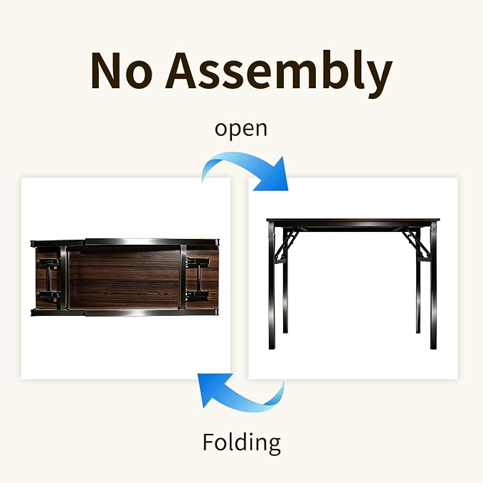 Folding Desk, 39 Inch Foldable Computer Table No Assembly Required,Black Walnut Small Desk for Home Office,Space-Saving Table for Bedroom, Dorm, RV