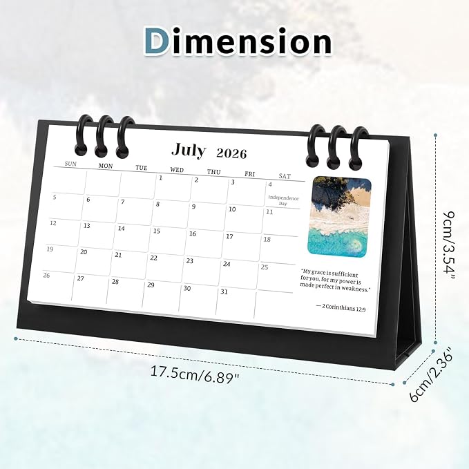 KONVINIT Desk Calendar 2026-2027, 6.3" x 3.1", Bible Verse Desk Calendar 2026 - Runs From May 2026 Until December 2027, 20 Months Mini Desktop Calendar for School, Home and Office Supplies