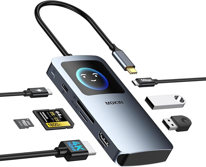 USB C Hub HDMI Adapter for MacBook Pro/Air, MOKiN 7 in 1 USB C Dongle with HDMI