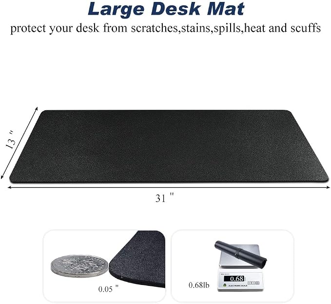 Desk Pad for Office Home 31" x 13",PU Leather Waterproof Large Desk Writing Mat Organizer,Multifunctional Ultra Thin Dual Use Desk Blotters Mouse Pad Protector … (Black)