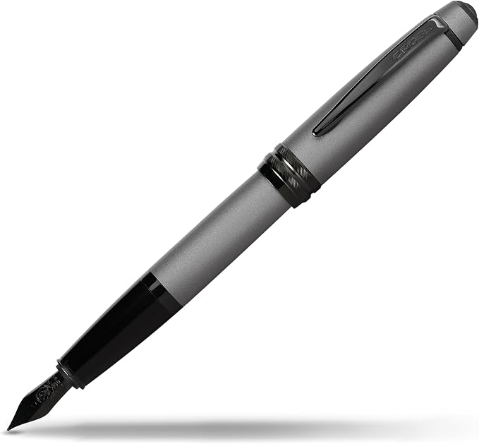 Cross Bailey Matte Gray Lacquer Fountain Pen with Polished Black PVD Appointments