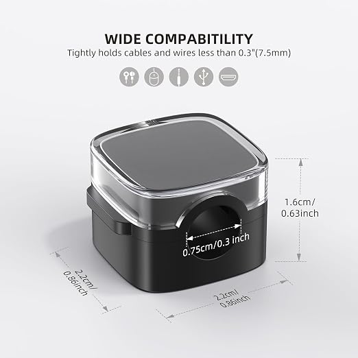 Magnetic Cord Clips, 6 Pack Cord Organizer Holder for Desk Office Accessories, Cable Holder Hide Phone USB Power Wire Cord Clips for Management Home Nightstand Kitchen Appliances, Clear Black