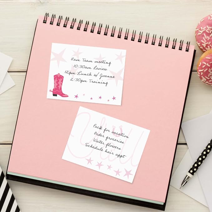 Cute Pink Cowgirl Themed Sticky Note Pads / 4" x 3" Repositionable Trendy Western Sticky Notes / 50 Sheets Per Pad/Set of 6 Retro Designs/Made in USA