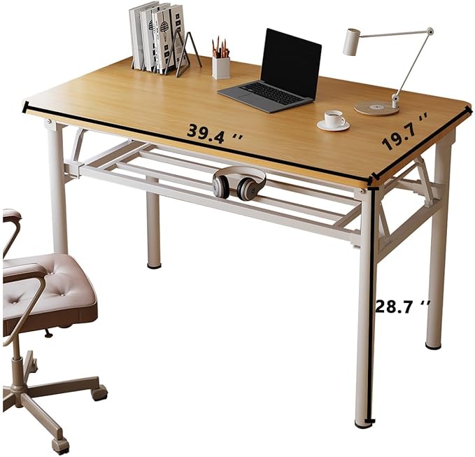Small Folding Desk No Assembly,39.4 Inch Folding Computer Desk Small Foldable Table for Home Office.
