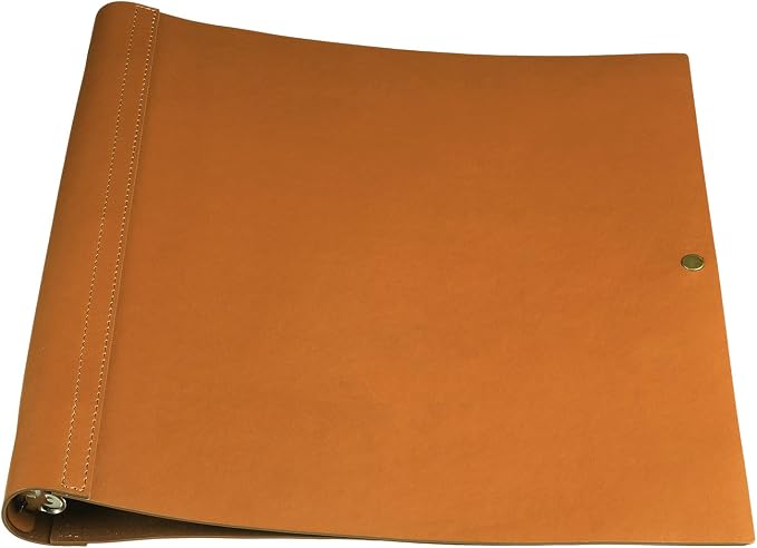 Teling 1 Pcs Leather 3 Ring Binder Holds 8.5 x 11 Inch Paper Binder Organizer Vintage Faux Leather Portfolio Folder Planner for Office Home Document Photo Diary Supplies (Antique Brown)