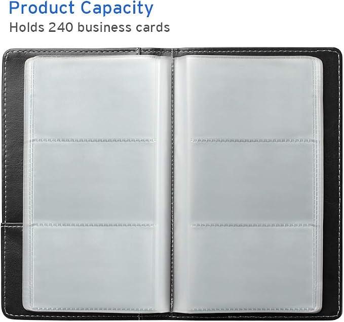 Sooez Leather Professional Business Card Book Holder Organizer, 240 Capacity Credit Card Booklet, PU Name Cards Holder Storage File for Men Women, Green
