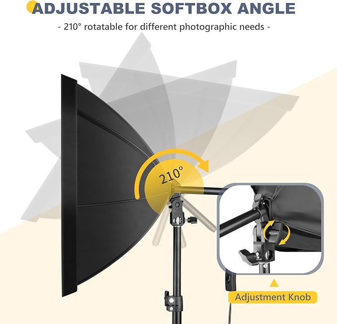 Torjim Softbox Photography Lighting Kit, 20'' x 20'' Professional Softbox Lighting Kit with 85W 3000-7500K LED Bulbs, Studio Lights for Photography/Video Recording/Live Streaming/Portraits Shooting