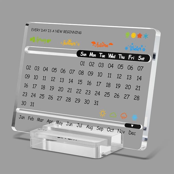 Acrylic Perpetual Desk Calendar – Cute Modern Office Decor & Office Gifts for Coworkers, Women & Men