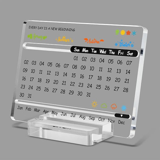 Acrylic Perpetual Desk Calendar – Cute Modern Office Decor & Office Gifts for Coworkers, Women & Men