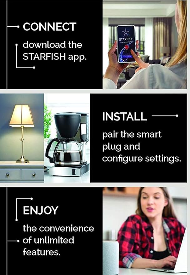 Satco S11266 Starfish On/Off WiFi Smart Plug Outlet, Works with Siri, Alexa, Google Assistant, SmartThings, White