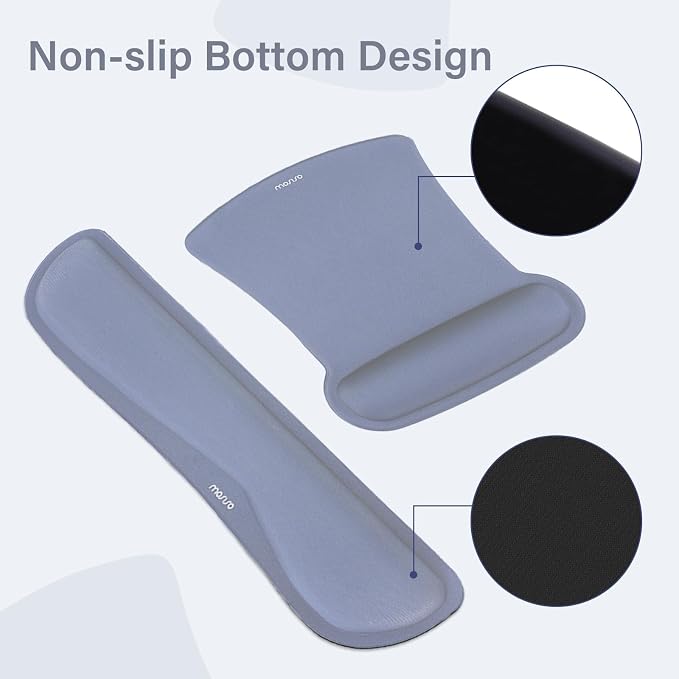 MOSISO Keyboard Mouse Pad Set, Large Gaming Mousepad&Keyboard Wrist Rest&Mouse Wrist Rest&Coaster, Ergonomic Non-Slip Mousepad&Easy Typing Cushion with Memory Foam for Home Office, Lavender Gray