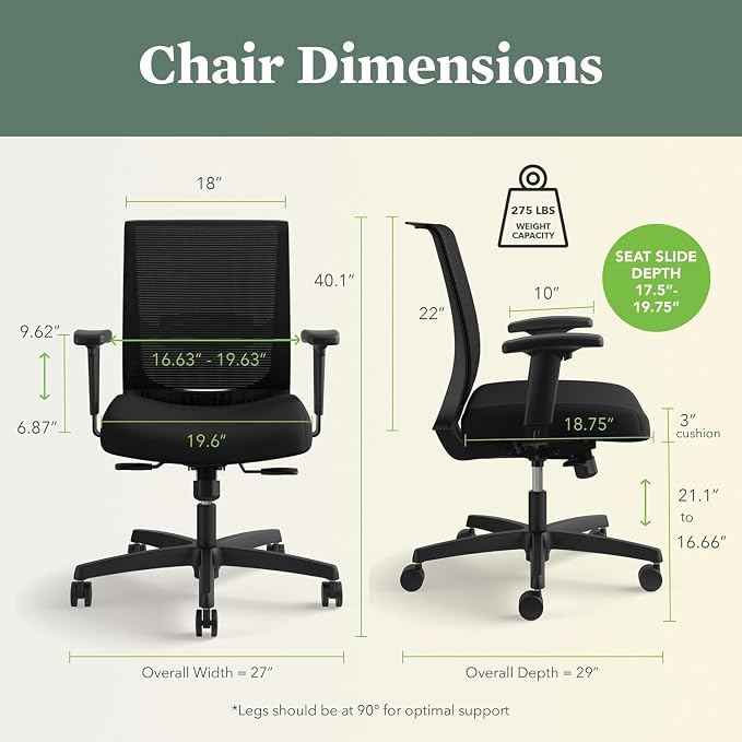 HON Convergence Ergonomic Office Chair with Mesh Back, Adjustable Arms, Lumbar Support, Synchro‑Tilt Desk Chair with Wheels for Home Office or Computer Use, Black Frame, Ruby