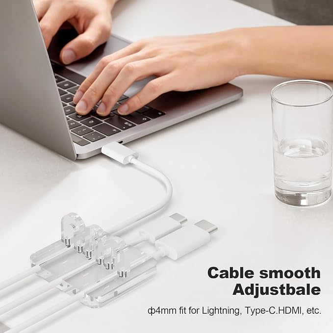 Acrylic Cord Organizer,Cable Management,Cord Holder Management for Tangle-Free Desk & Travel,Phone Charger Holder,Acrylic Desk Accessories （ Clear）