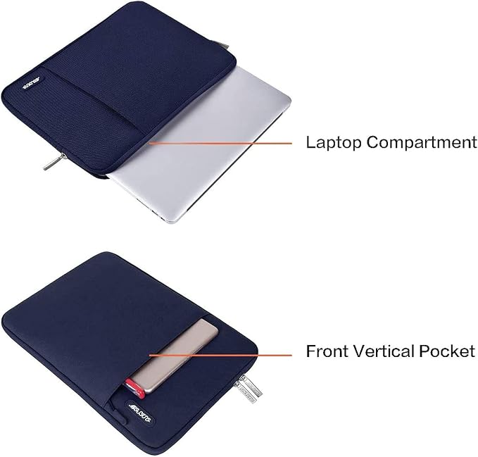 MOSISO Laptop Case 16 inch, 15-15.6 inch Laptop Sleeve Compatible with MacBook Pro 16 M5 M4 M3 M2 M1, HP Acer Dell Lenovo ASUS, Polyester Vertical Computer Sleeve Bag with Pocket, Navy Blue