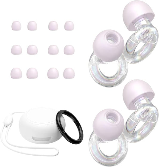 Ear Plugs for Concert, 2 Pairs of Noise Reduction Earplugs 25dB-30dB with 8 Ear Tips&Carry case,Reusable Hearing Protection earplugs for Sleep,Social,Work,Focus&Noise Sensitivity