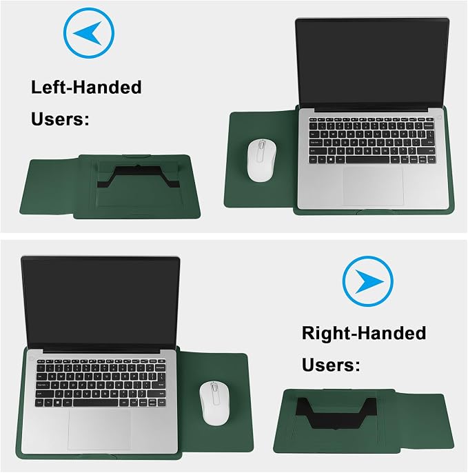 HoYiXi 13.3'' /13.6'' Laptop Sleeve Case PU Leather with Stand Compatible with MacBook Pro 14/MacBook Air 13(M1 M2)/ASUS Vivobook 14/Dell XPS 13/ASUS Matebook,13-14'' Laptop Bag,Dark Green