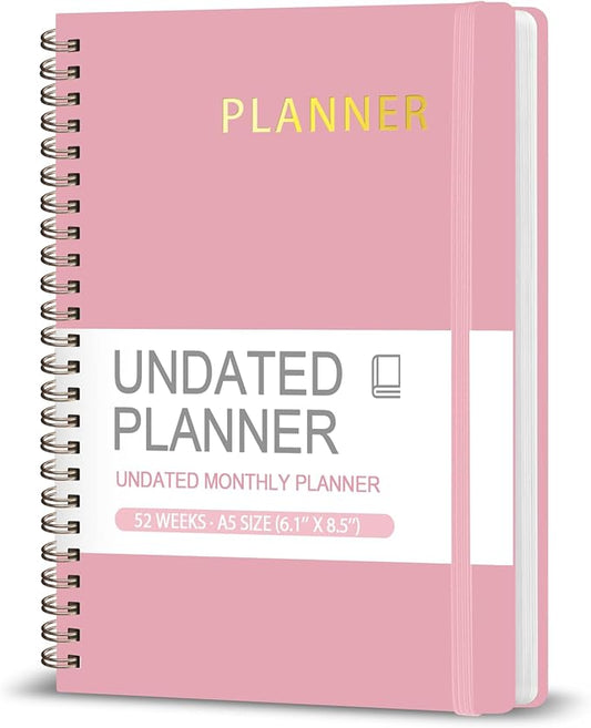 Undated Weekly Planner, Weekly To Do List Notebook with Goal, Organizer & Habit Tracker, A5 Daily Planner with Spiral Binding, Ideal for Office School Suppies