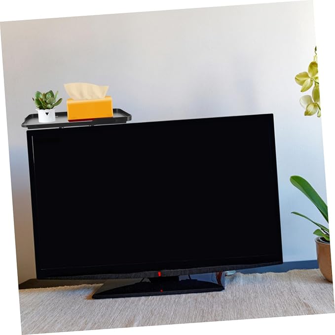 Happyyami Monitor Top Storage Bracket Non- Tv and Computer Rack for Organized Office and Home Use Easy Installation Legs Black
