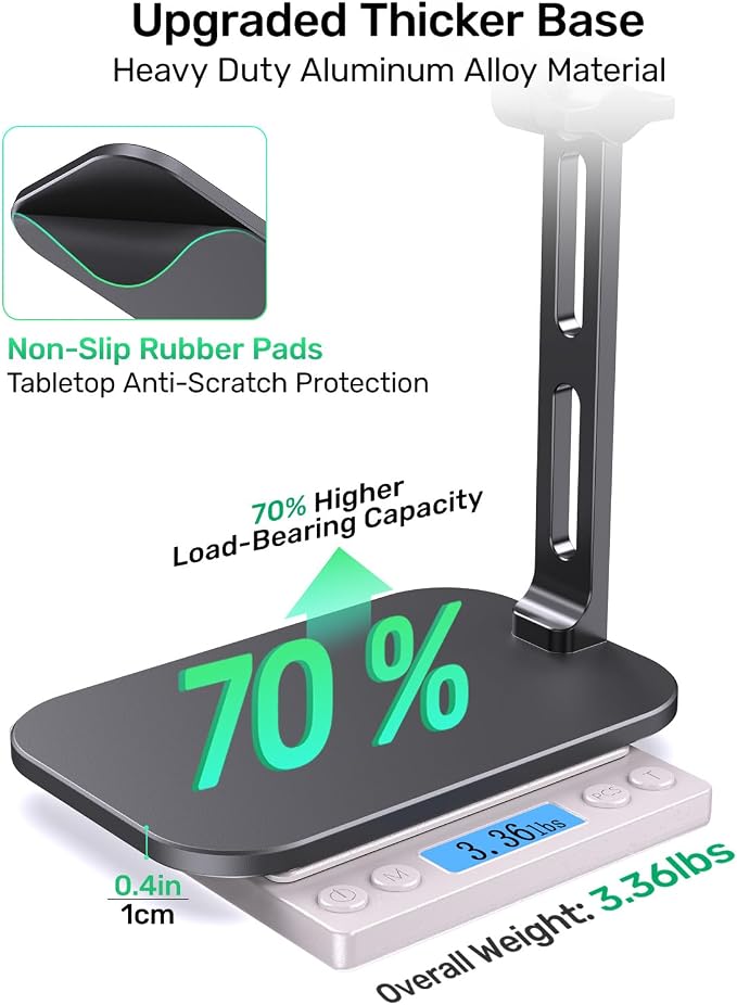 Heavy-Duty Desk Mic Stand, Max Load 2.68 lb Compatible with Rode Podmic, Blue Yeti, Shure and More Mics, Perfect for Small Space Home Office Streaming Setup, Black (up to 1220g)