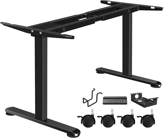 Dual Motor Electric Standing Desk Frame with Cable Management, Wheels & Hooks, Heavy Duty Dual-Beam Frame, 265 lbs Capacity, Fits Up to 78" x 40" Tops (Black Frame Only)