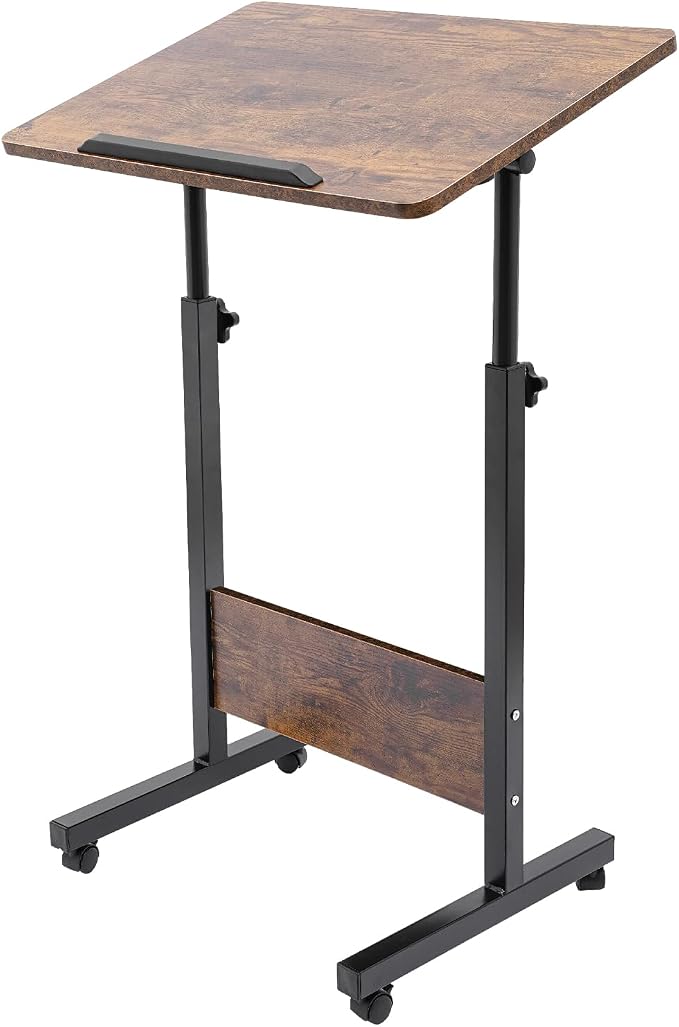 Adjustable Height 32-47in & 180°Angle Mobile Standing Desk Small Desk Portable Foldable Desk for Small Spaces