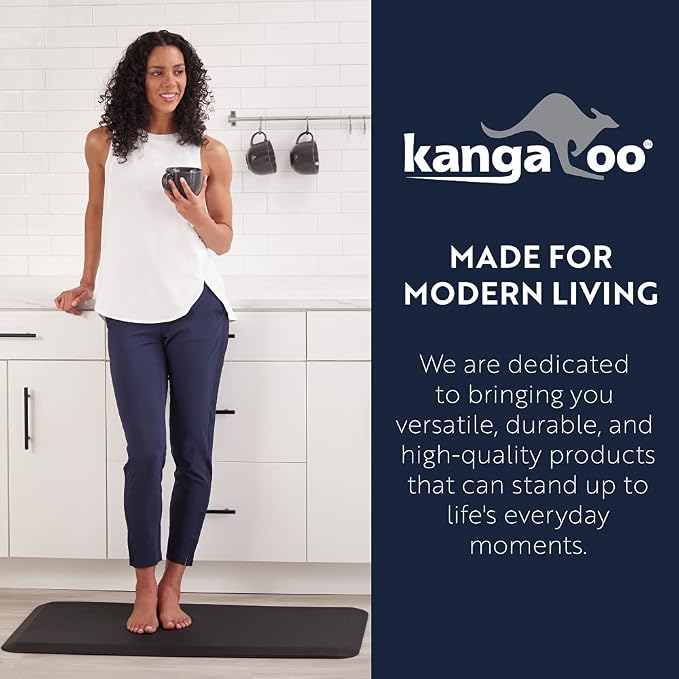 KANGAROO Anti Fatigue Mats for Kitchen Floor, 39x20, Reduce Foot, Knee, Back Pressure, 3/4 Inch Thick Cushioned Ergonomic Mat, Waterproof Comfort Rug for Under Sinks, Standing Desk, Stores, Cappuccino