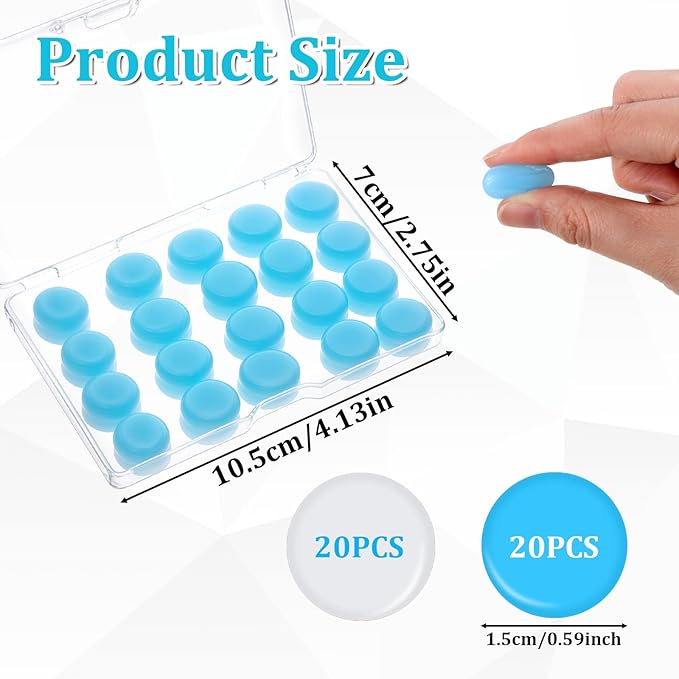 20 Pairs Moldable Silicone Ear Plugs for Sleeping, Soft Reusable Noise Cancelling Silicone Earplugs with Storage Box for Concerts Swimming Snoring Airplane Musicians Motorcycle(White & Blue)