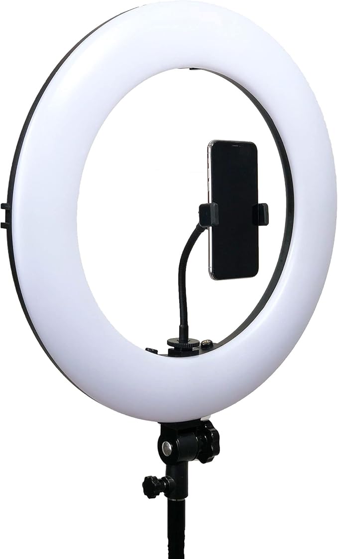 Dracast Halo Plus Series LED180 | 18" Dimmable LED Video Ring Light Kit with Phone Holder and Light Stand | Bi-Color 3200K-5600K | Remote Control | Zoom Video Conference Lighting, YouTube, Live Stream