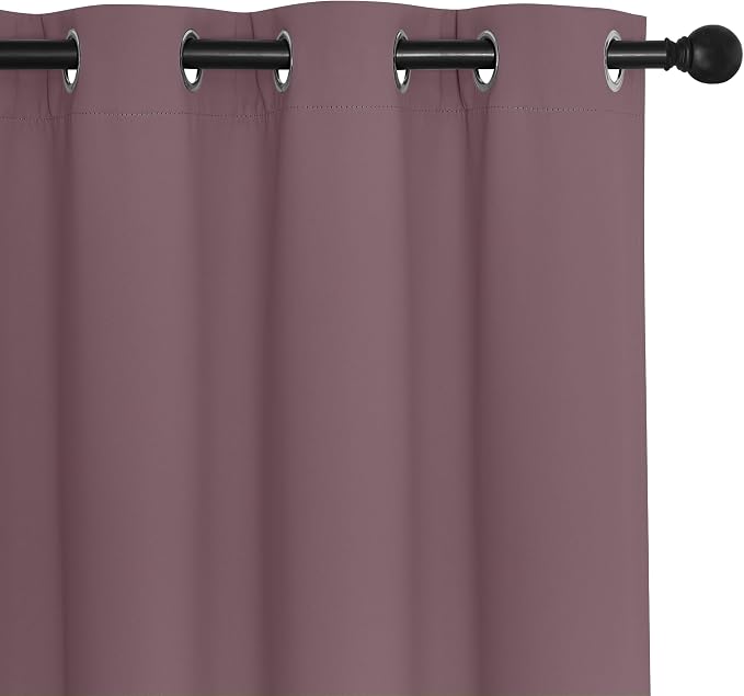 NICETOWN Blackout Curtains & Drapes - Privacy Thermal Efficiency Backdrop Curtains for Bedroom Room Divider Living Room Patio Sliding Glass Door, Wide 80 x Long 144 inch, Dry Rose, 1 Panel